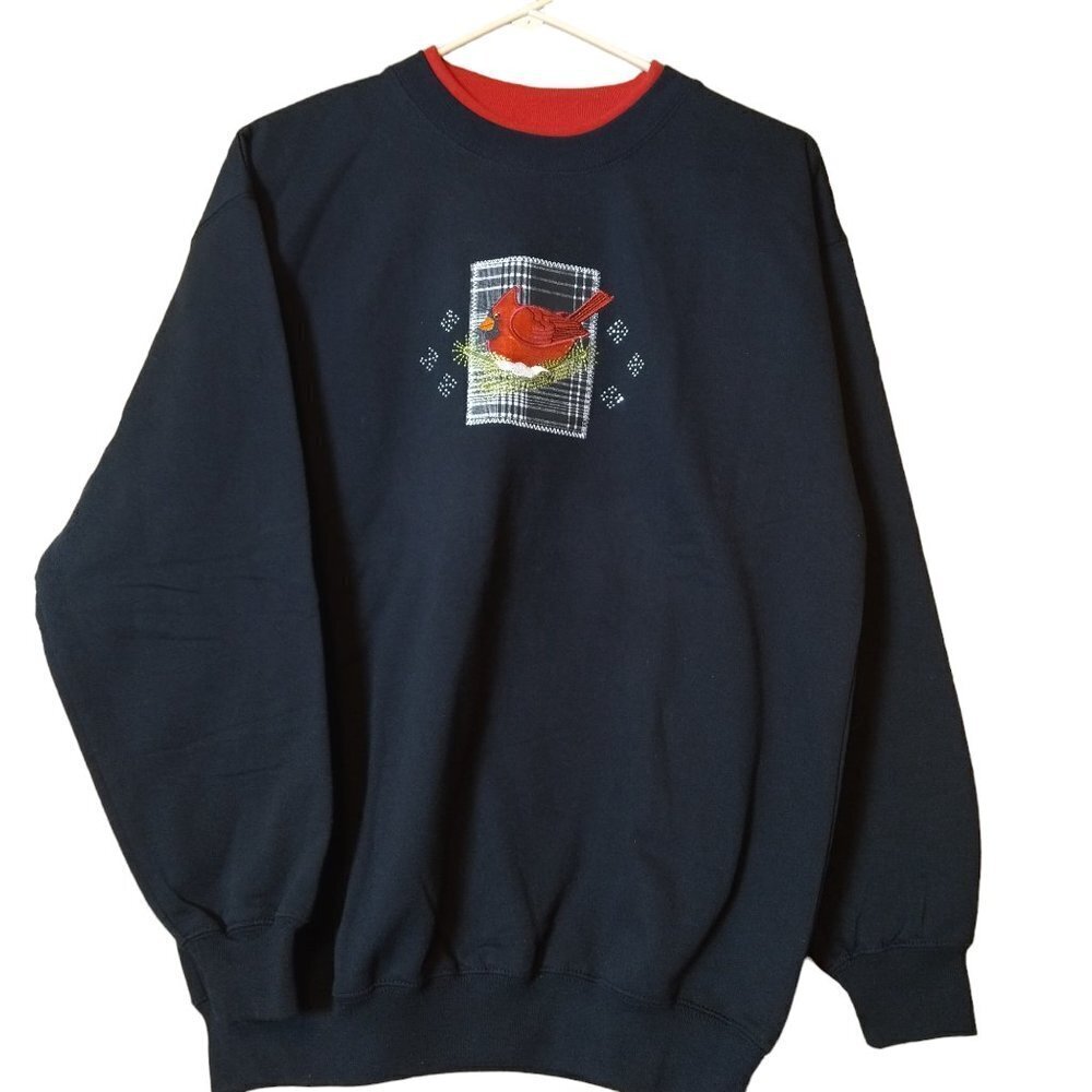 M & C Sportswear Size Medium Christmas Cardinal Sweater Double Collar Vintage
